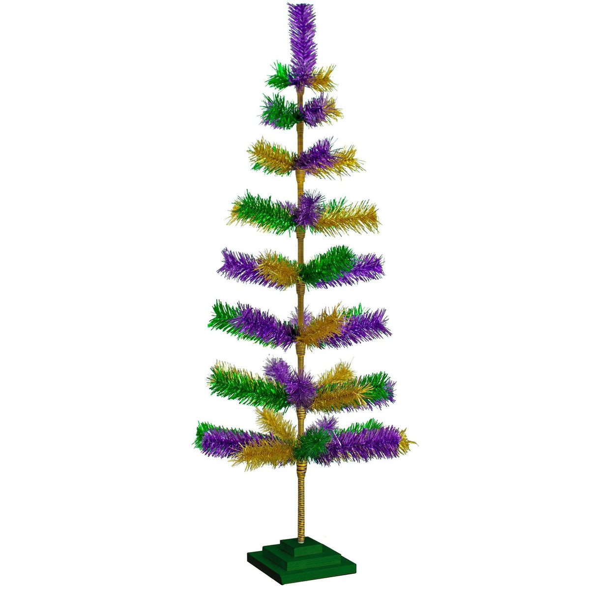 Introducing Lee Display's brand new Purple, Green, & Gold Christmas Trees made by hand in the USA! Decorate your holidays with a classic Mardi Gras-themed Tinsel Christmas Tree on sale at leedisplay.com