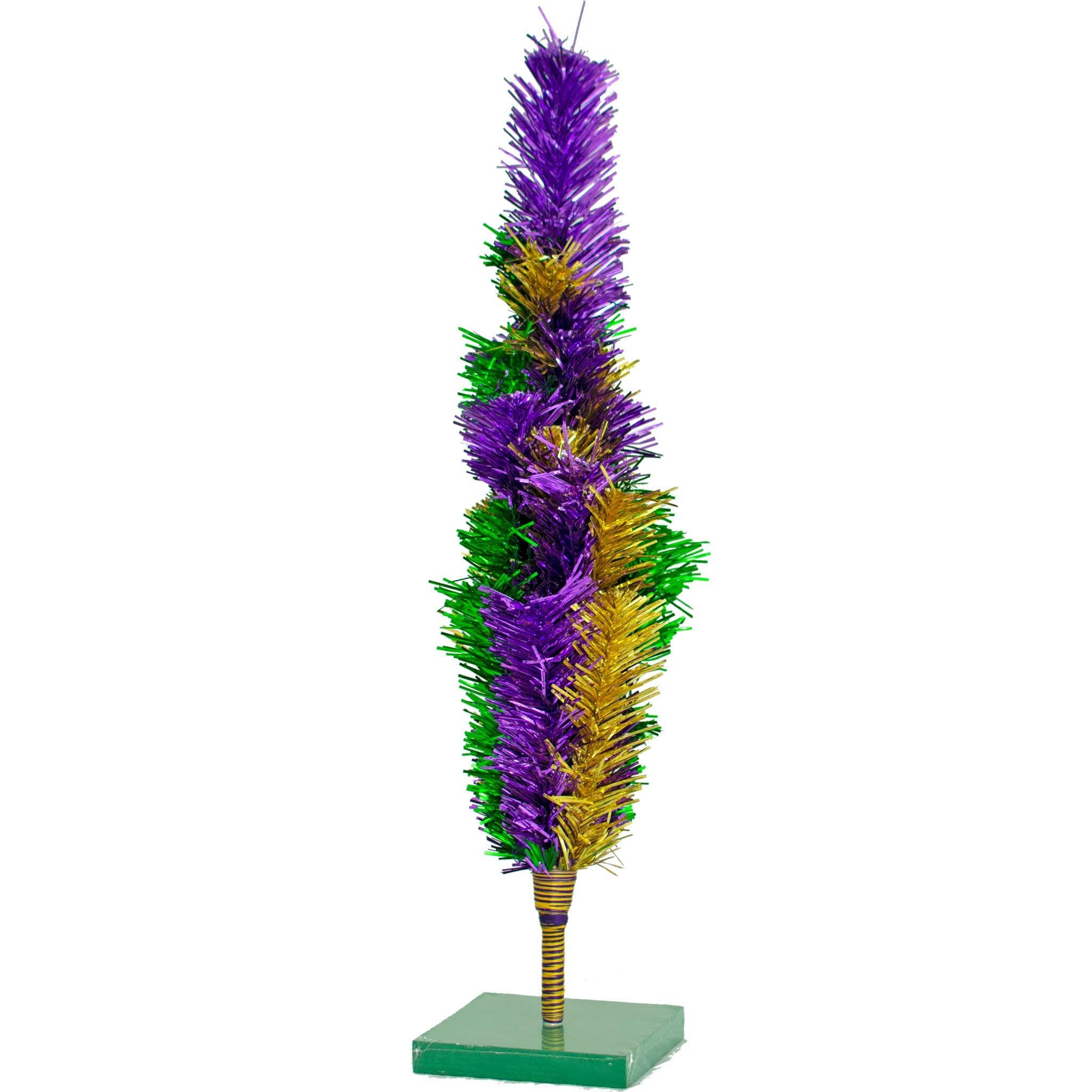 Mardi Gras shiny tinsel 3 Ft popular TALL Tree New Orleans purple green gold Home decorations