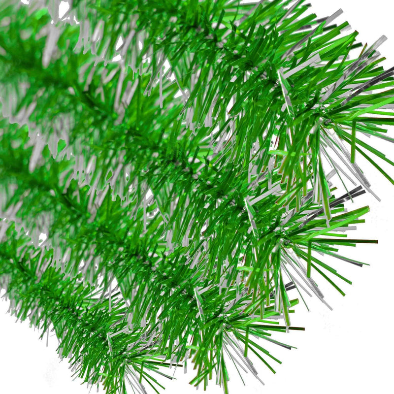 Metallic Green & Silver Tinsel Garland - Lee Display