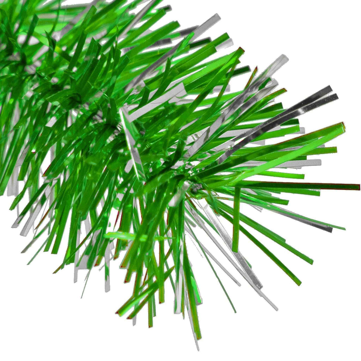 Metallic Green & Silver Tinsel Garland - Lee Display