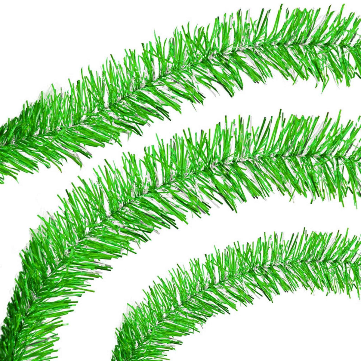 Metallic Green & Silver Tinsel Garland - Lee Display