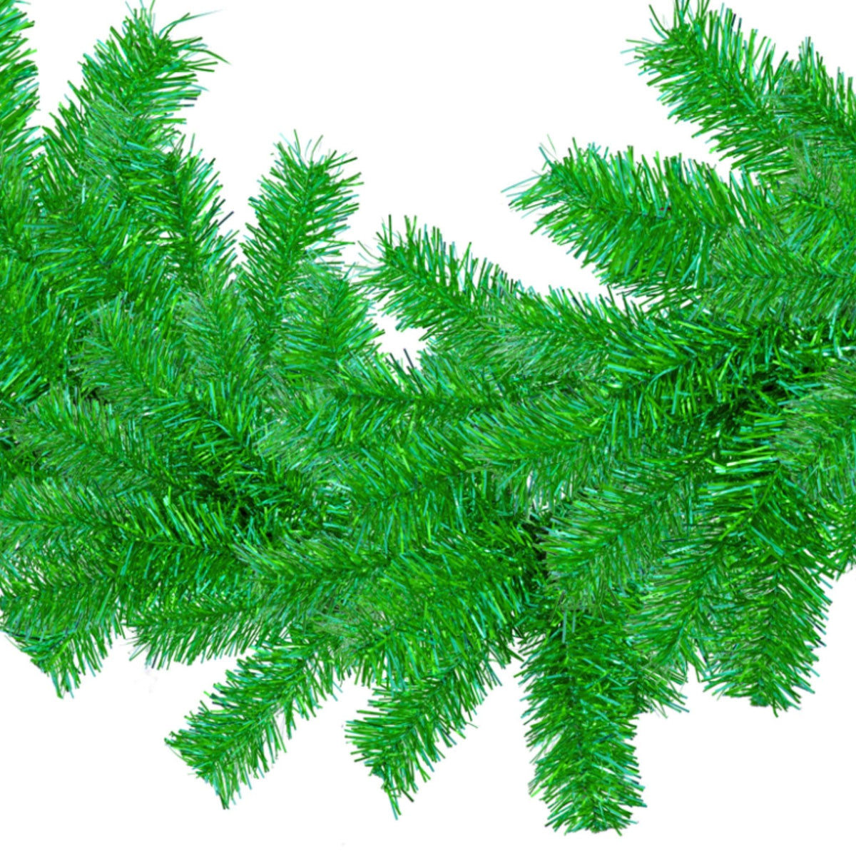 Shop for Lee Display's brand new 6FT Metallic Green Tinsel Brush Garlands on sale now at leedisplay.com.  Photo of middle section