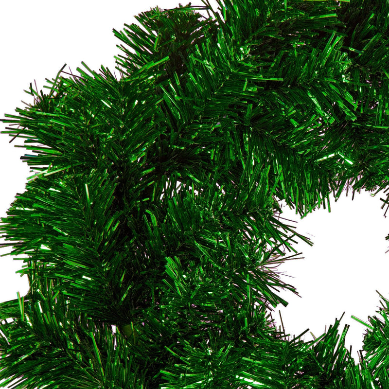Metallic Green Tinsel Christmas Wreaths - Lee Display