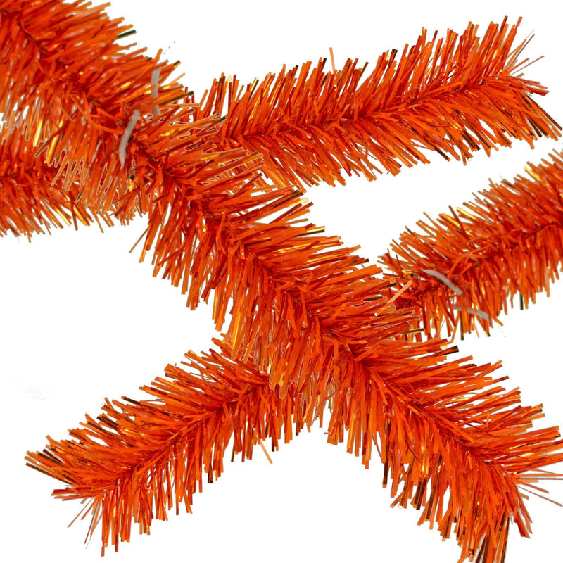 Metallic Orange Tinsel Garlands for your Halloween Decorations made by Lee Display on sale now at lee display.com