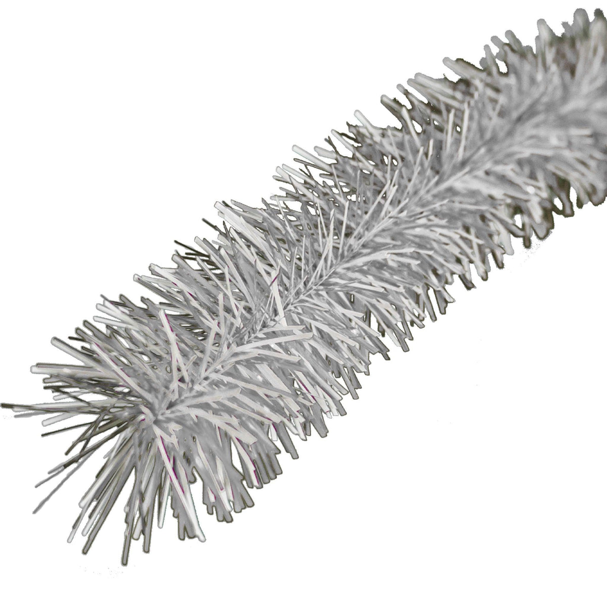 Lee Display's brand new 25ft Shiny White and Metallic Silver Tinsel Garlands and Fringe Embellishments on sale at leedisplay.com