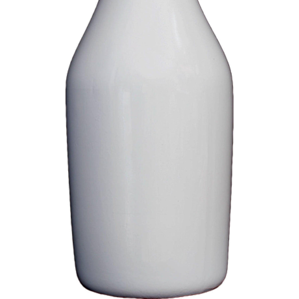 Lee Display's brand new Milk Bottle Shaped Ceramic Vase comes in a high gloss white finish on sale at leedisplay.com