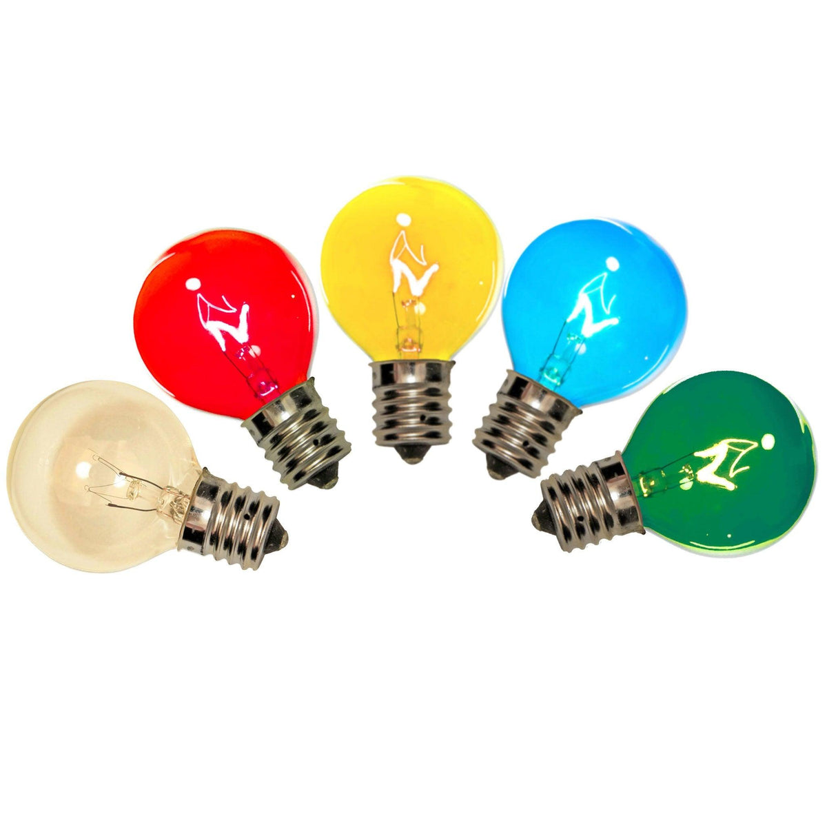 1 Box of 25 of brand new transparent Multi-Color G40 Globe Light Bulbs Replace your old bulbs today at leedisplay.com