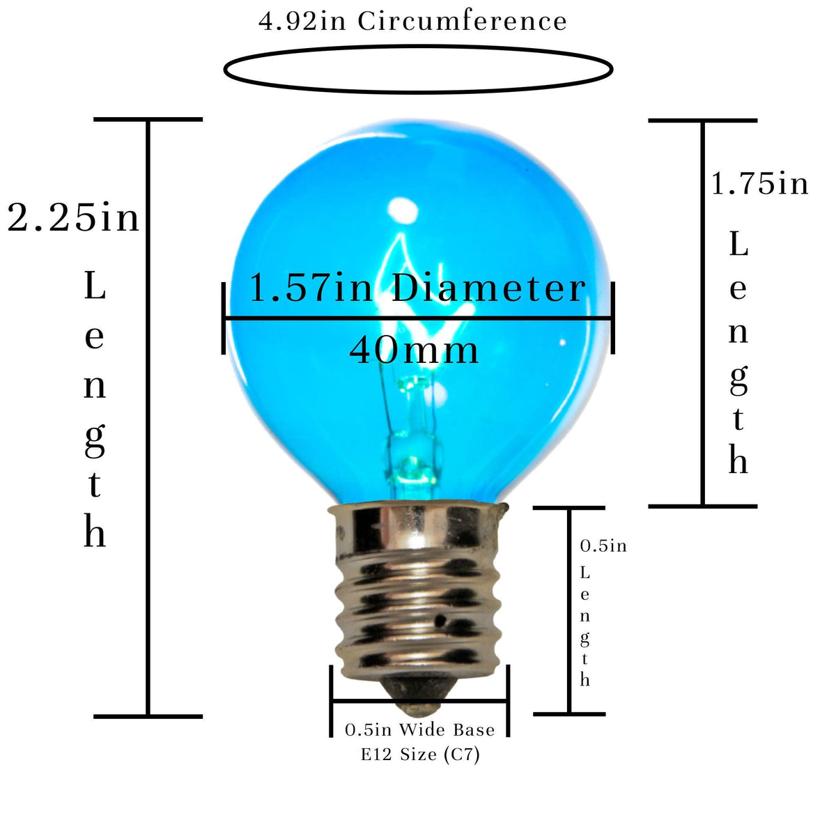 Size and Dimensions of a G40 Light Bulb. Available for sale at leedisplay.com