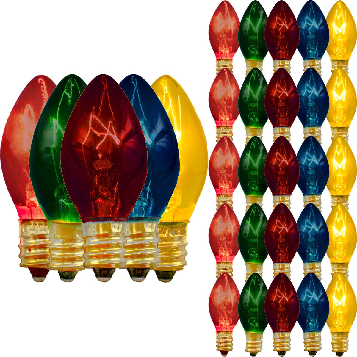 Lee Display's Classic C7/C9 Candelabra Multi-Color Christmas Light Bulbs on sale now from leedisplay.com