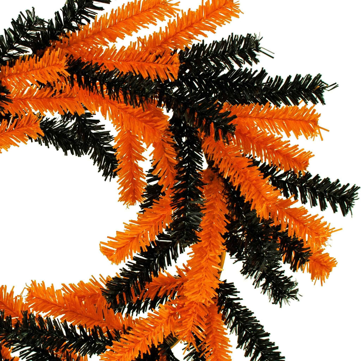 Orange and Black 1in Tinsel Halloween Wreath - Lee Display