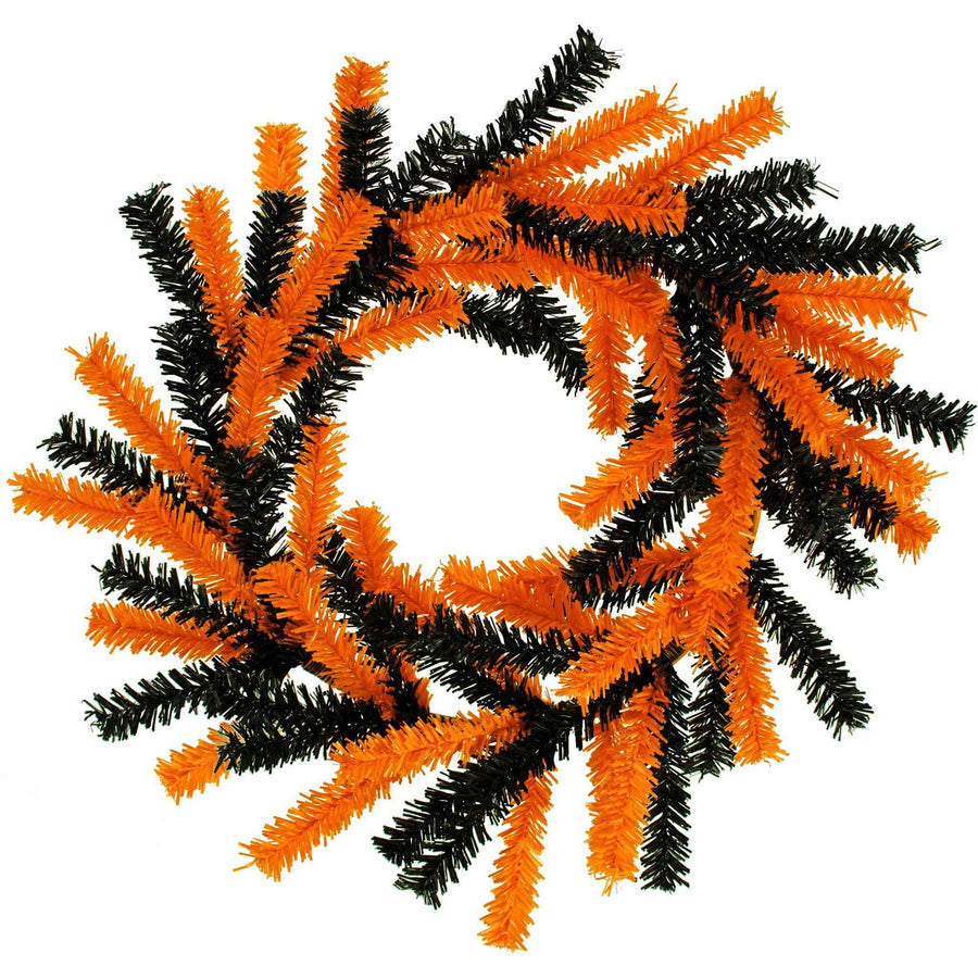 Orange and Black 1in Tinsel Halloween Wreath - Lee Display