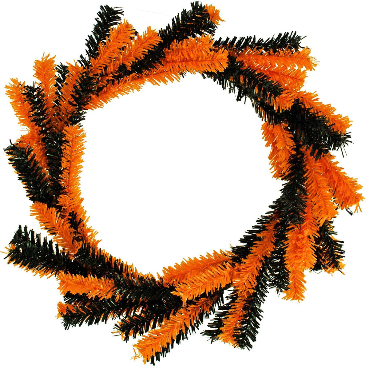 Orange and Black 1in Tinsel Halloween Wreath - Lee Display