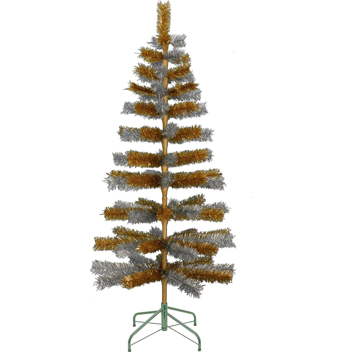 Orange & Silver Mixed Tinsel Christmas Tree - Lee Display
