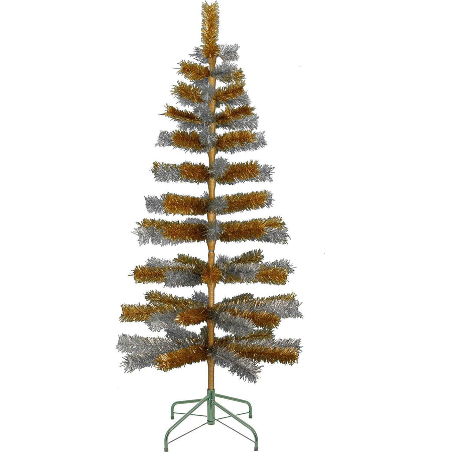 Orange & Silver Mixed Tinsel Christmas Tree - Lee Display