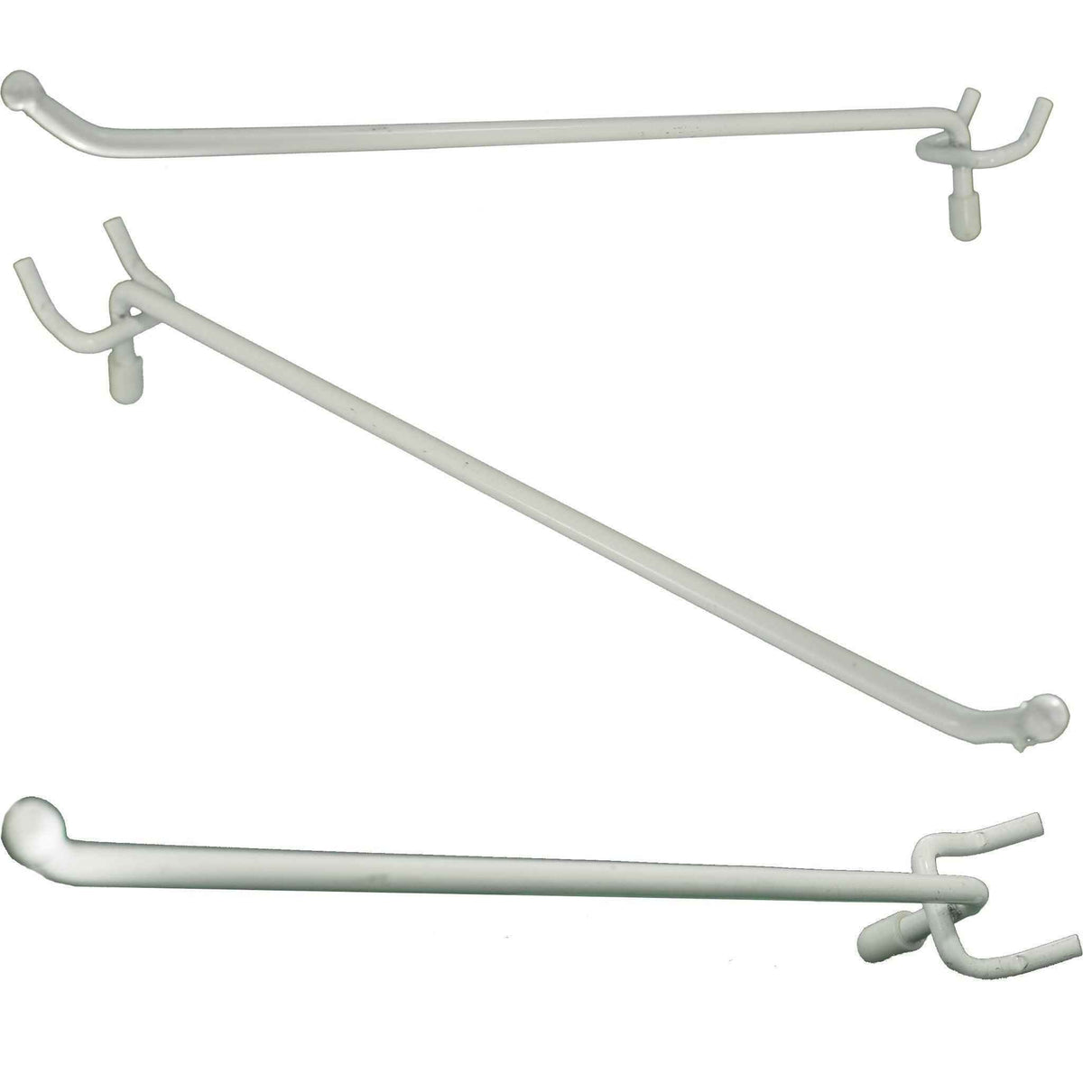 Peg Board Hooks, White Straight 10in Long - Lee Display