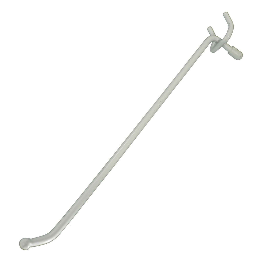 Peg Board Hooks, White Straight 10in Long - Lee Display