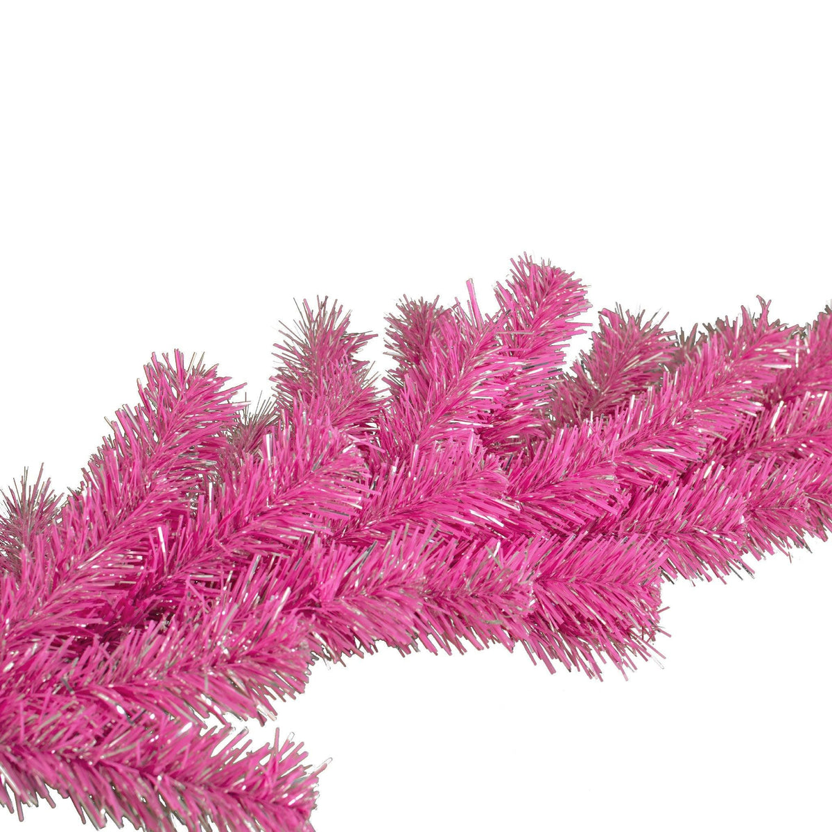   Shop for Lee Display's brand new 6FT Pink and Silver Tinsel Brush Garlands on sale now at leedisplay.com. Photo of garland sitting on a table