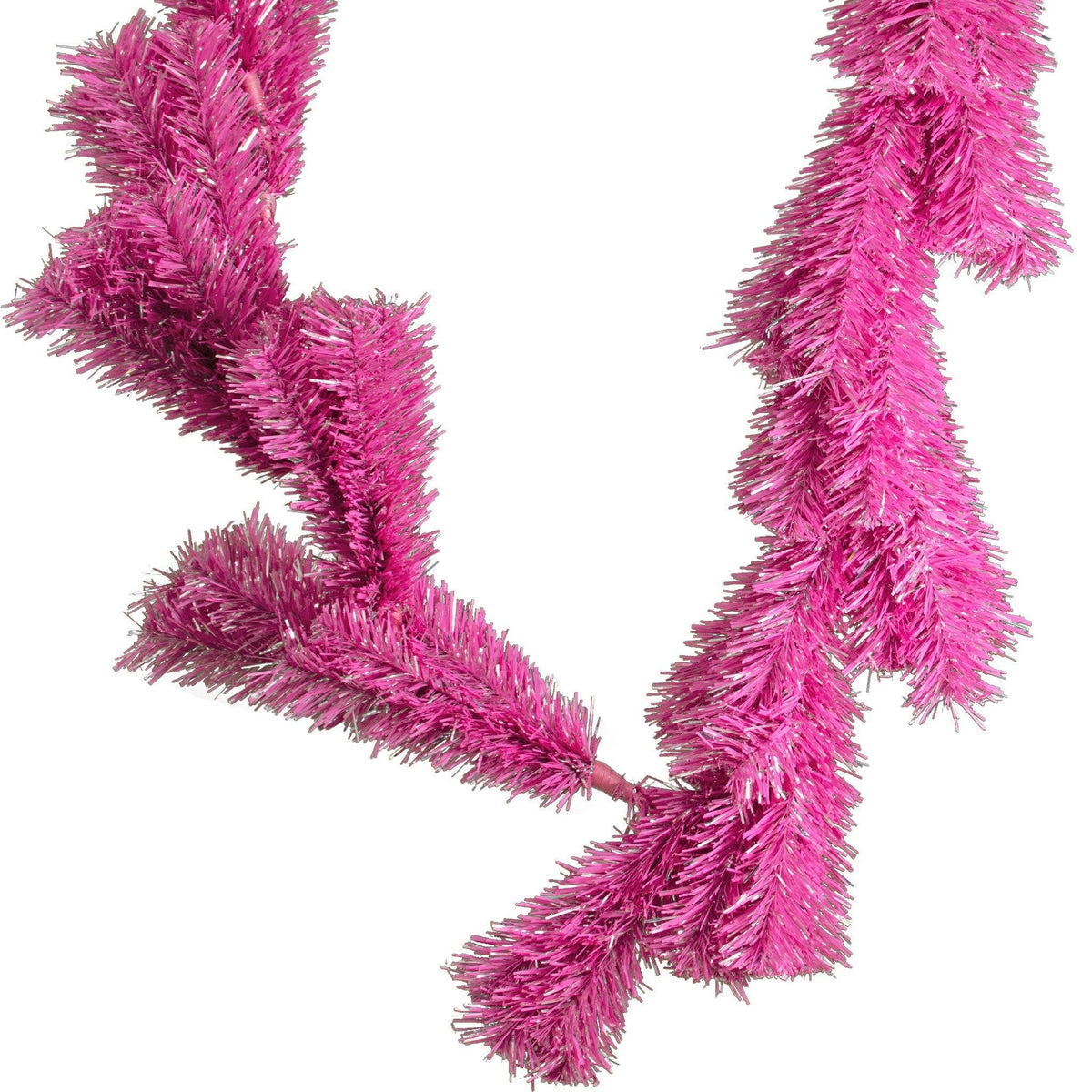   Shop for Lee Display's brand new 6FT Pink and Silver Tinsel Brush Garlands on sale now at leedisplay.com.  Garland branches can be bent into any direction.  Customer needs to shape the garland when it arrives.