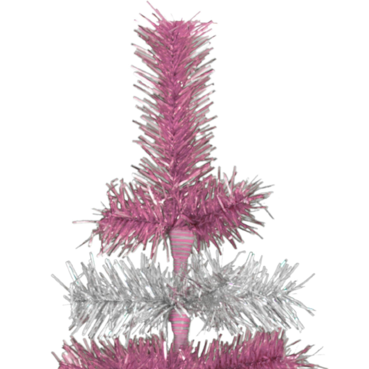 Pink & Silver Layered Tinsel Christmas Trees made by hand in the USA on sale at leedisplay.com