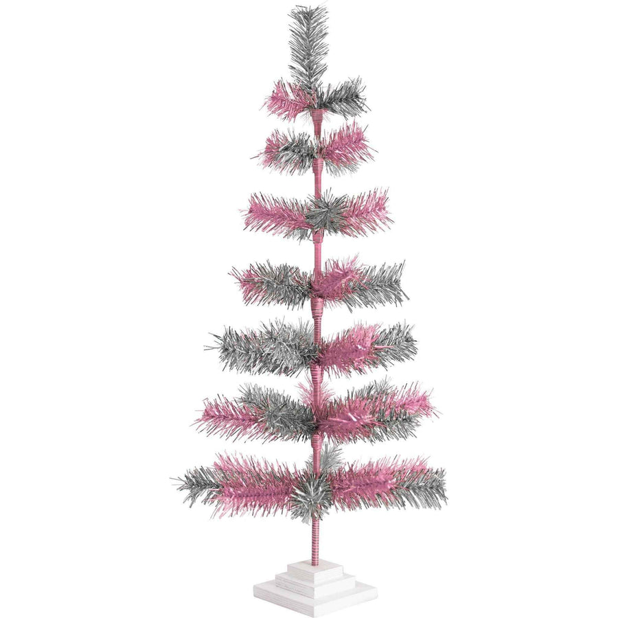 Pink & Silver Mixed Tinsel Christmas Tree - Lee Display