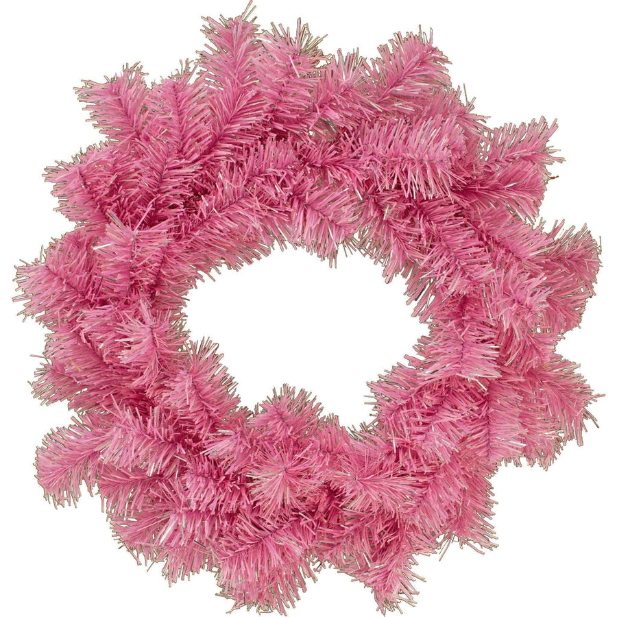 Pink and Silver Tinsel Christmas Wreaths - Lee Display