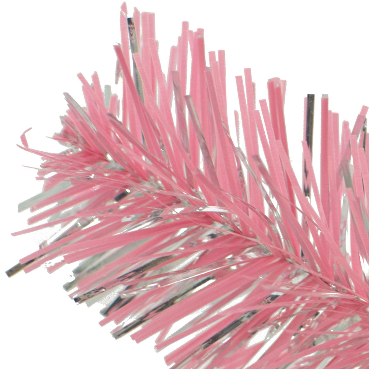 Lee Display's brand new 25ft Shiny Pink & Metallic Silver Tinsel Garlands and Fringe Embellishments on sale at leedisplay.com