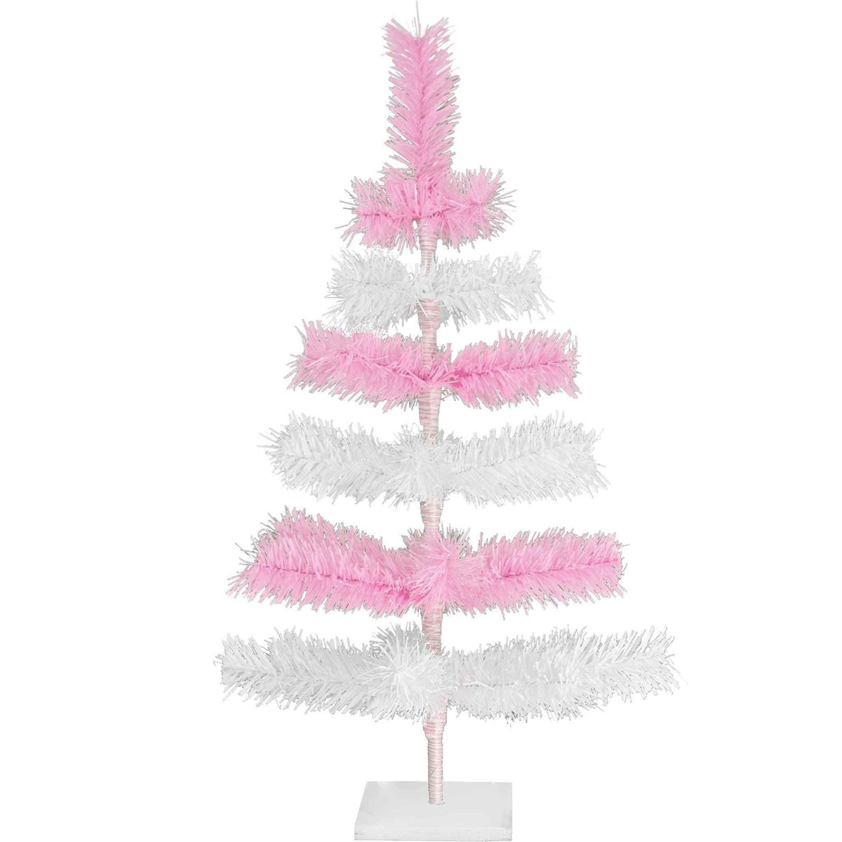 Pink & White Layered Tinsel Christmas Tree - Lee Display