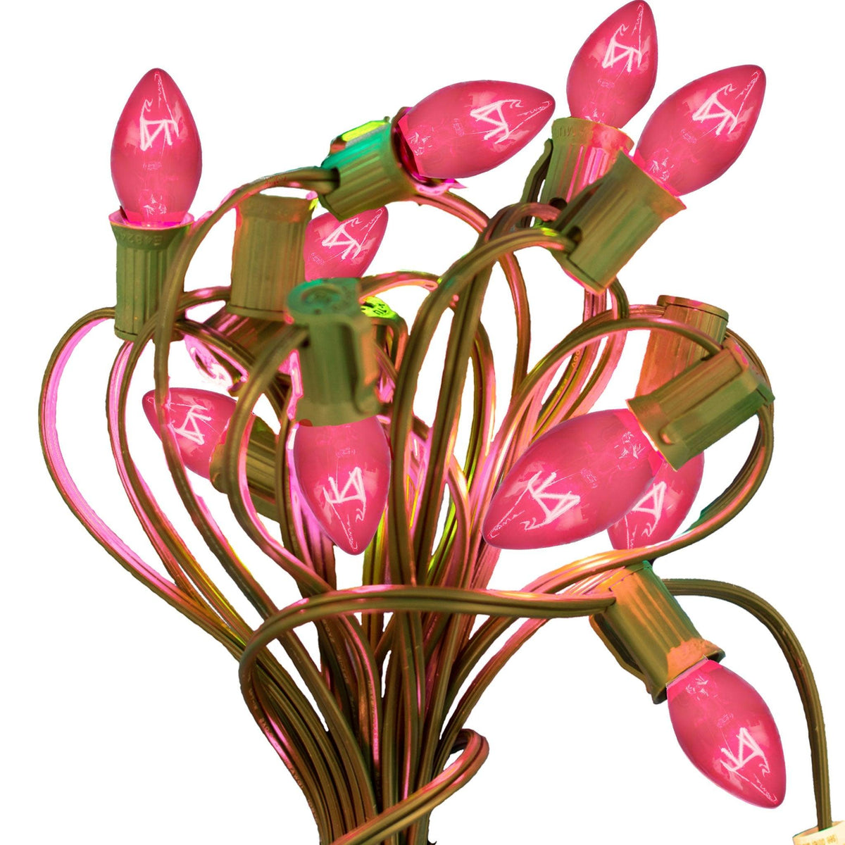 Shop for 25FT Long C7/C9 Candelabra Style Pink Colored Outdoor String Lighting Sets with Cords Included at leedisplay.com