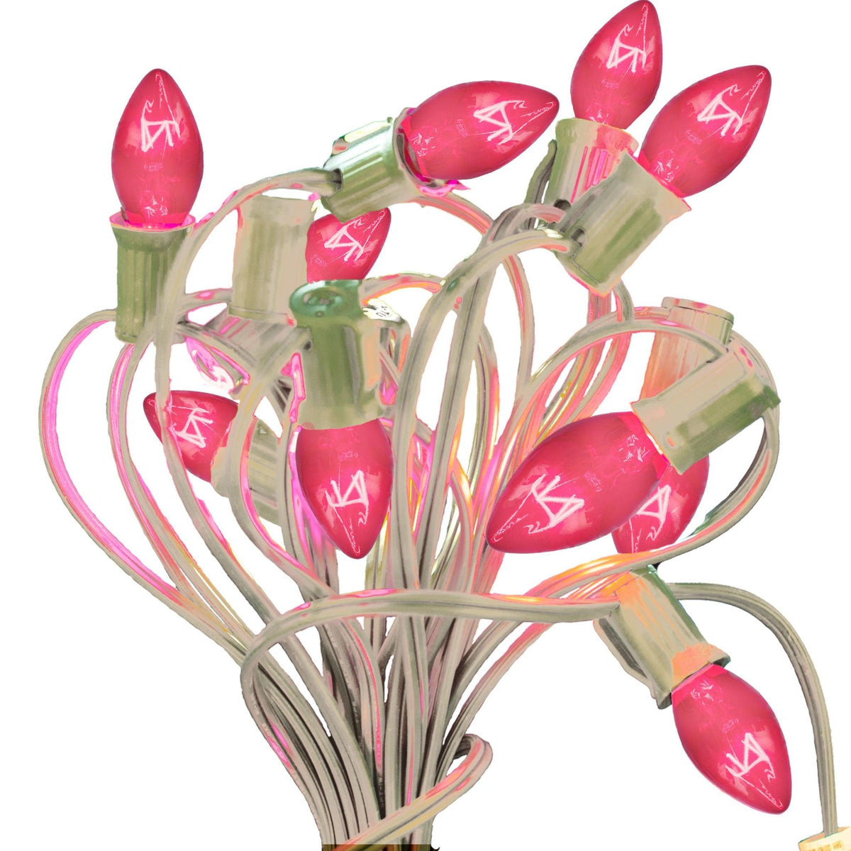 Shop for 25FT Long C7/C9 Candelabra Style Pink Colored Outdoor String Lighting Sets with Cords Included at leedisplay.com