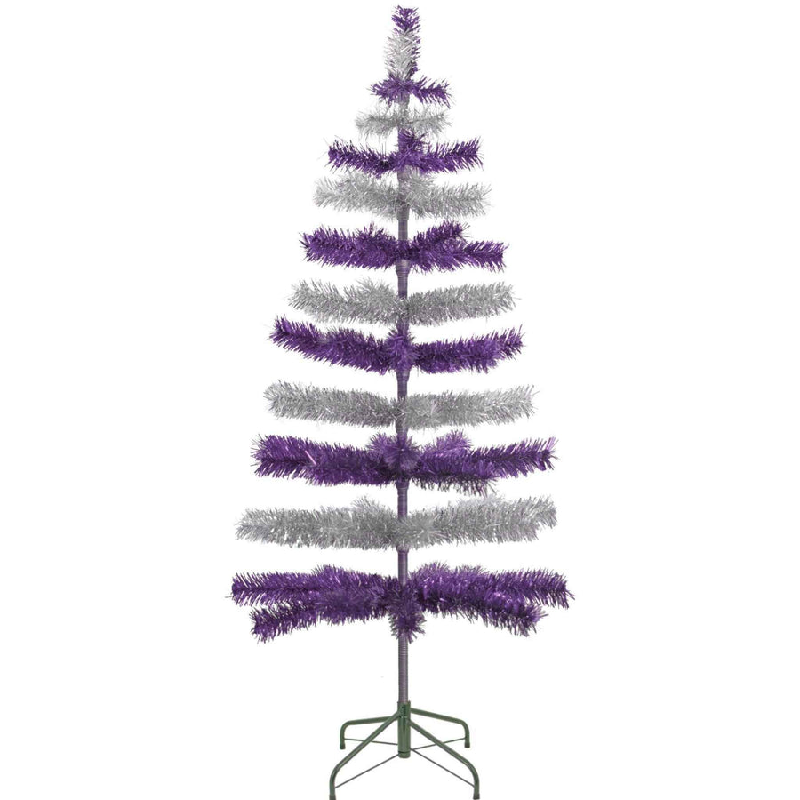 Purple & Silver Layered Tinsel Christmas Tree - Lee Display