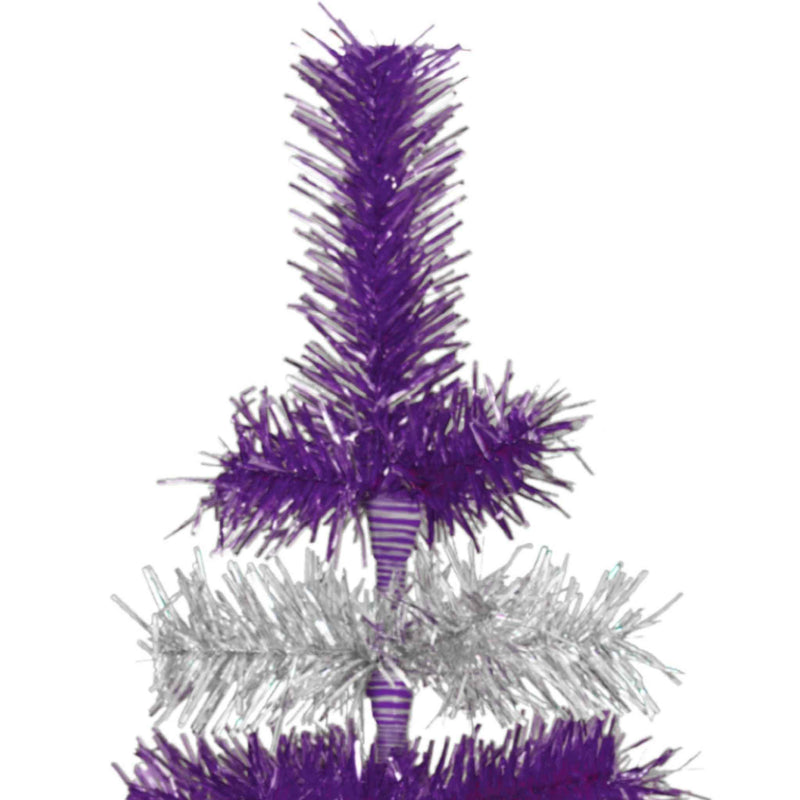 Purple & Silver Layered Tinsel Christmas Tree - Lee Display