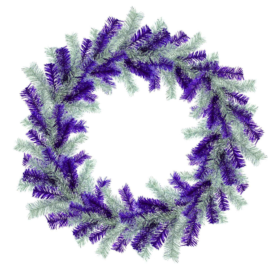 Purple and Silver Tinsel Christmas Wreaths - Lee Display