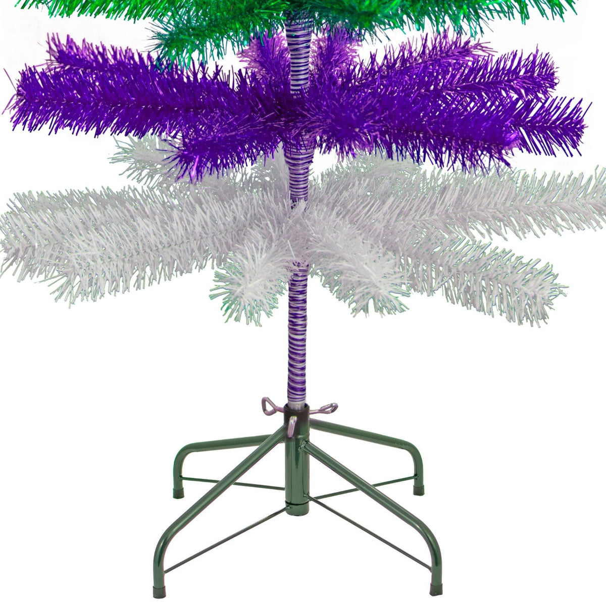 Purple, Green, & White Layered Tinsel Christmas Tree - Lee Display