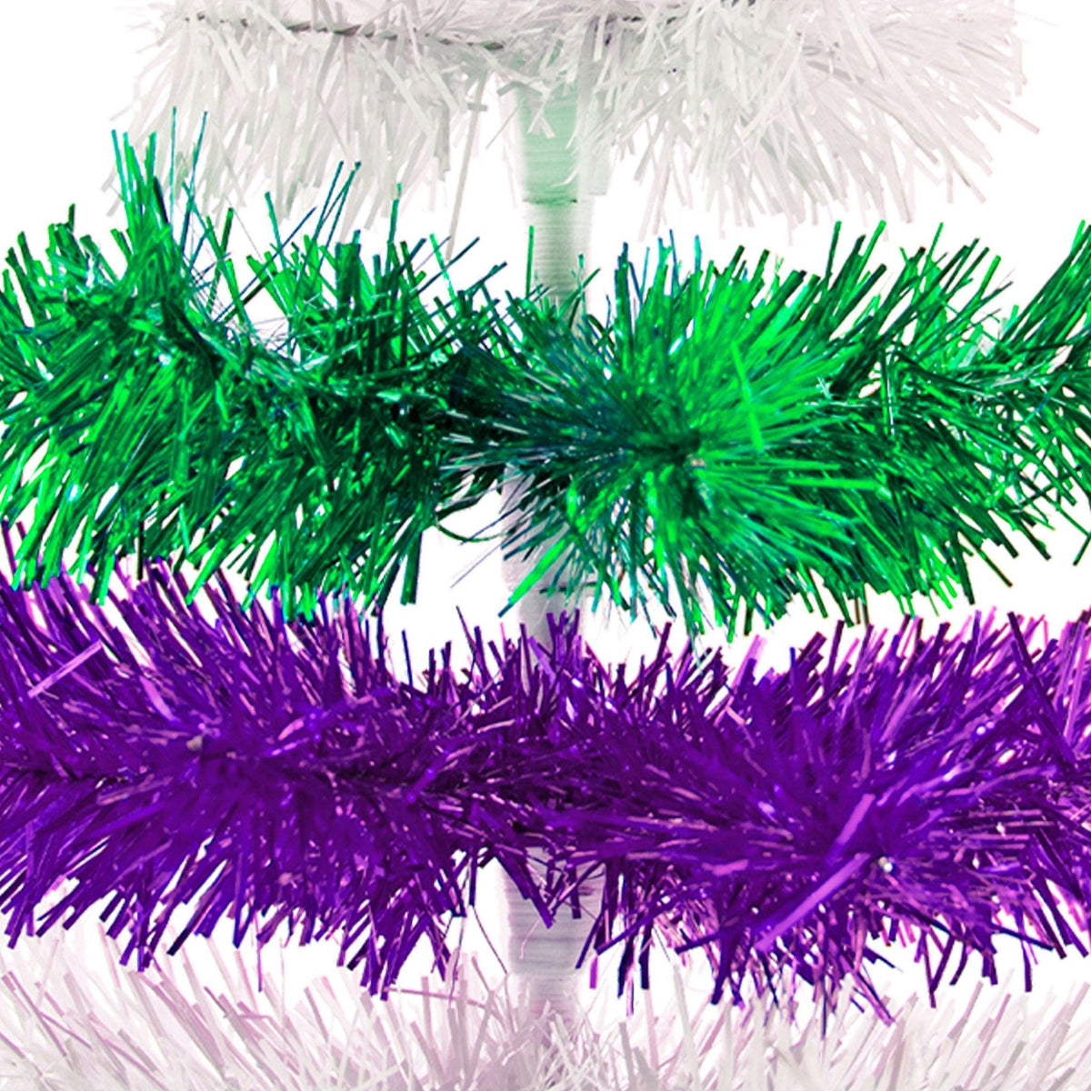 Purple, Green, & White Layered Tinsel Christmas Tree - Lee Display
