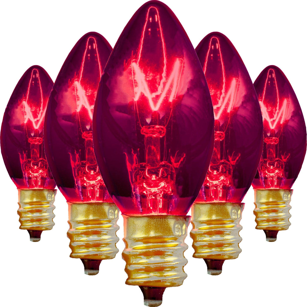 C-7 & C-9 Transparent Purple Candelabra Christmas Light Bulbs sold in a pack of 25 from leedisplay.com