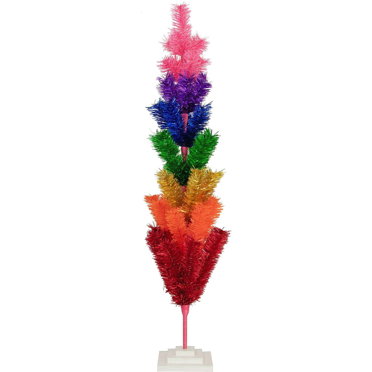 Rainbow Layered Tinsel Christmas Tree - Lee Display