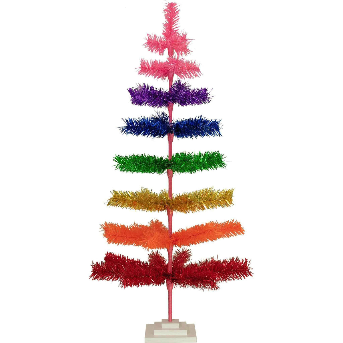 Rainbow Layered Tinsel Christmas Tree - Lee Display