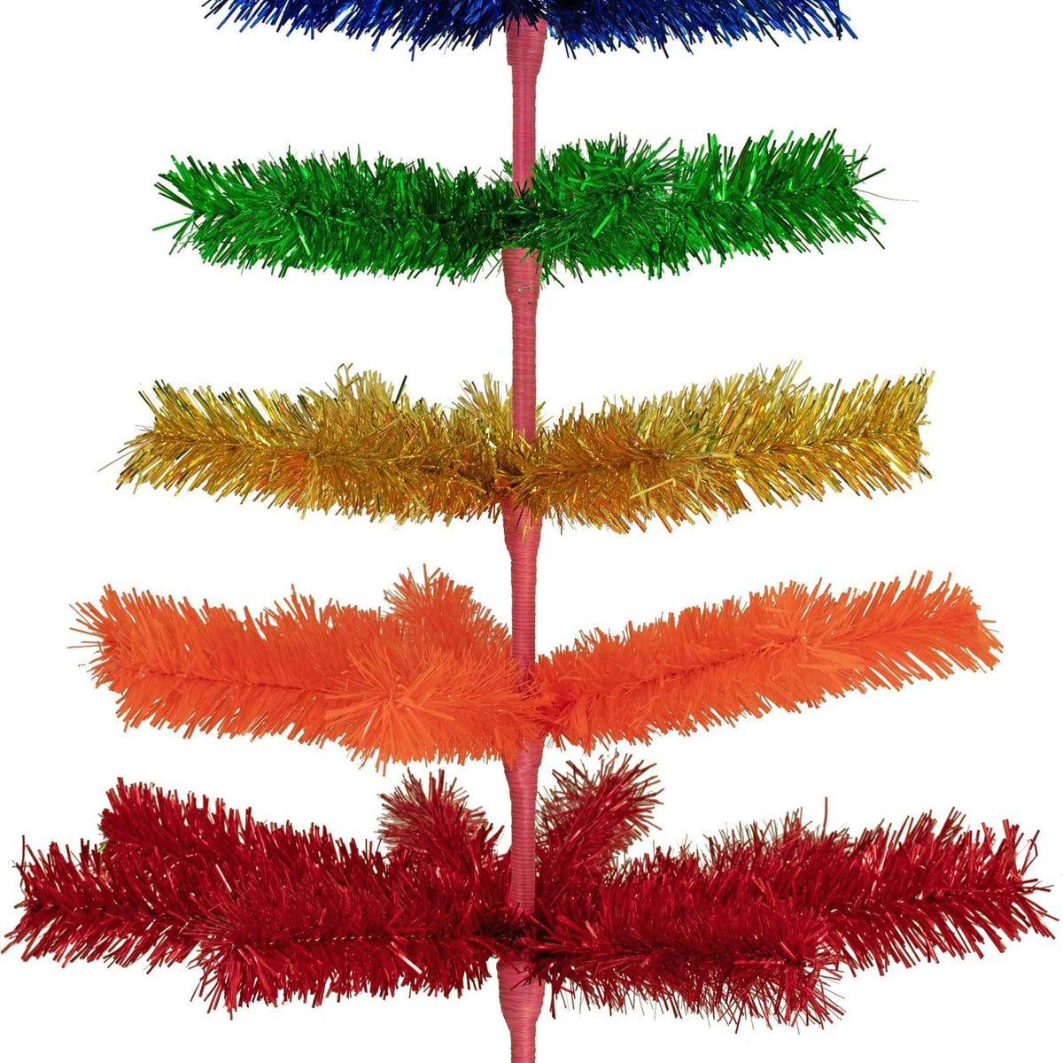 Rainbow Layered Tinsel Christmas Tree - Lee Display