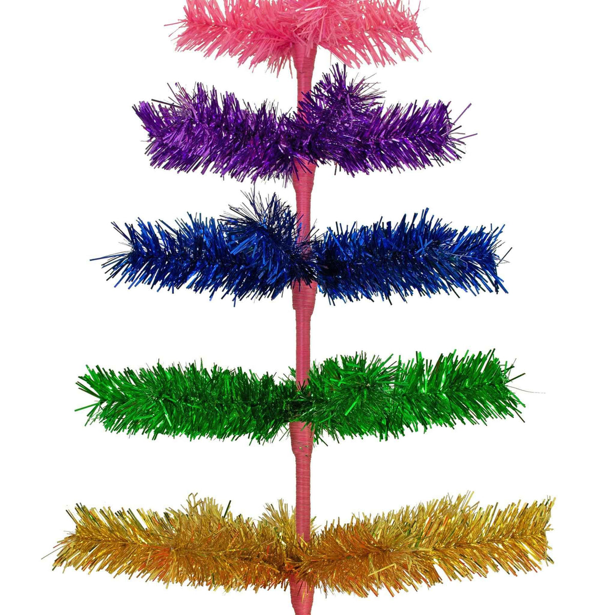 Rainbow Layered Tinsel Christmas Tree - Lee Display