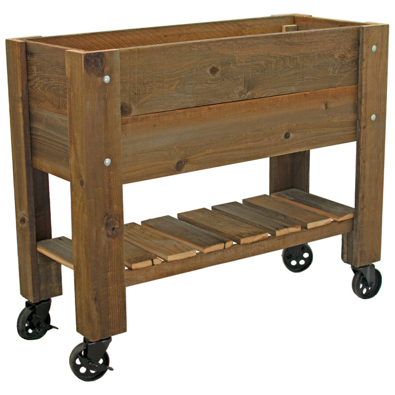 Introducing Lee Display's brand-new Redwood Raised Bed Planter Box with Shelf & Vintage Black Casters   Create the perfect little garden inside your home this summer.  On sale now at leedisplay.com