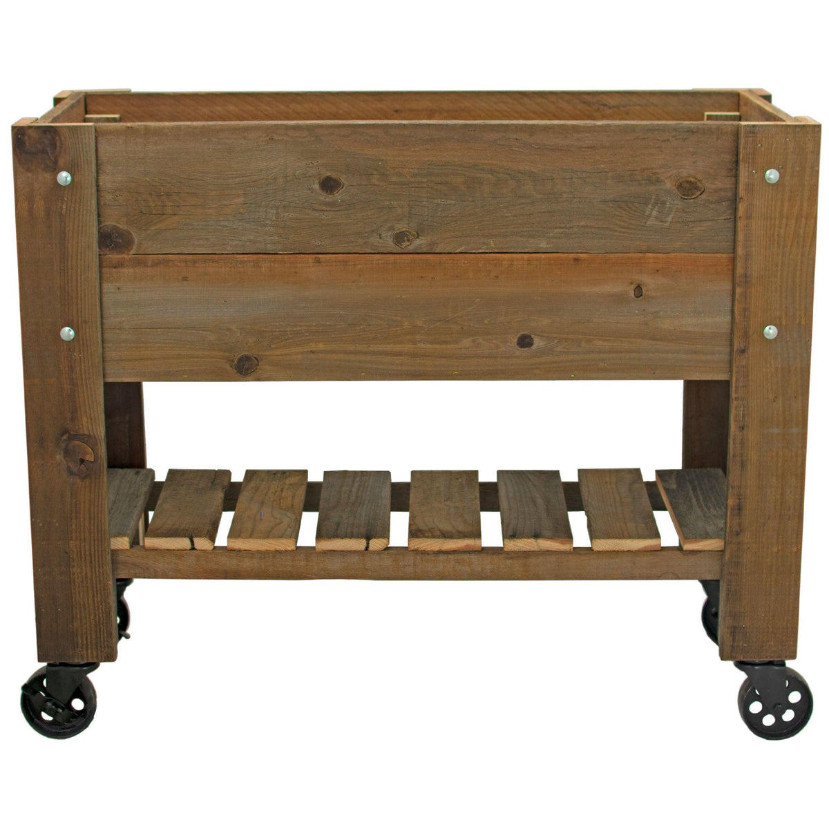Introducing Lee Display's brand-new Redwood Raised Bed Planter Box with Shelf & Vintage Black Casters   Create the perfect little garden inside your home this summer.  On sale now at leedisplay.com