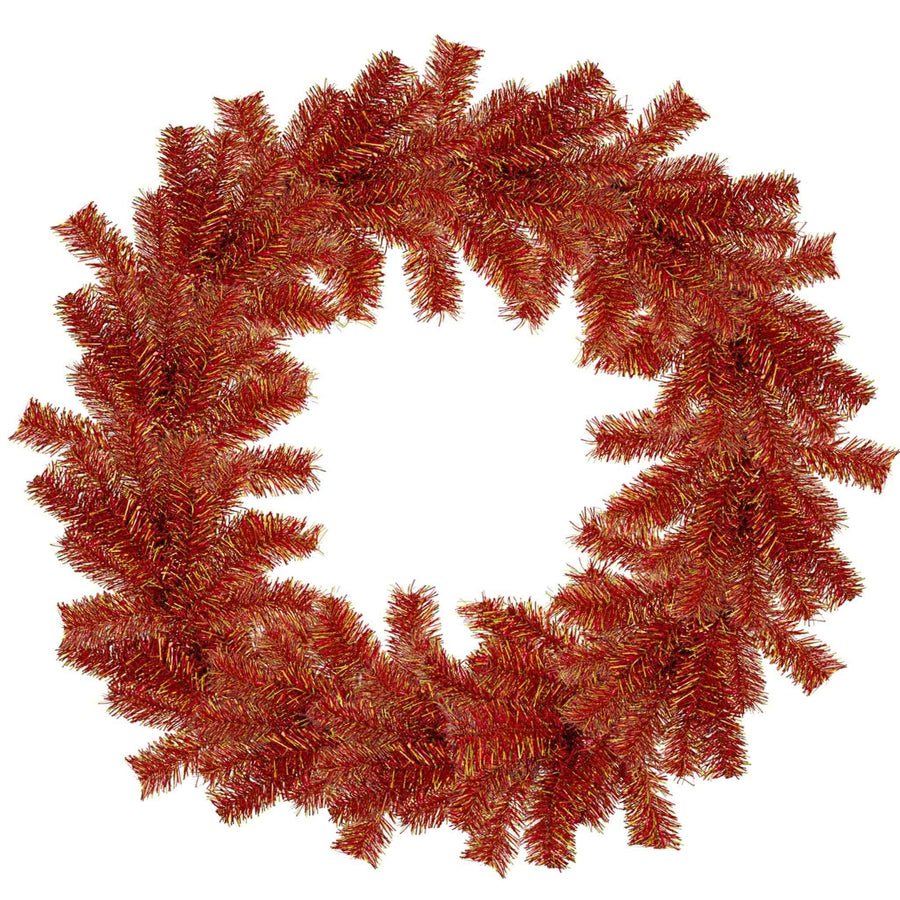 Red and Gold Tinsel Christmas Wreaths - Lee Display
