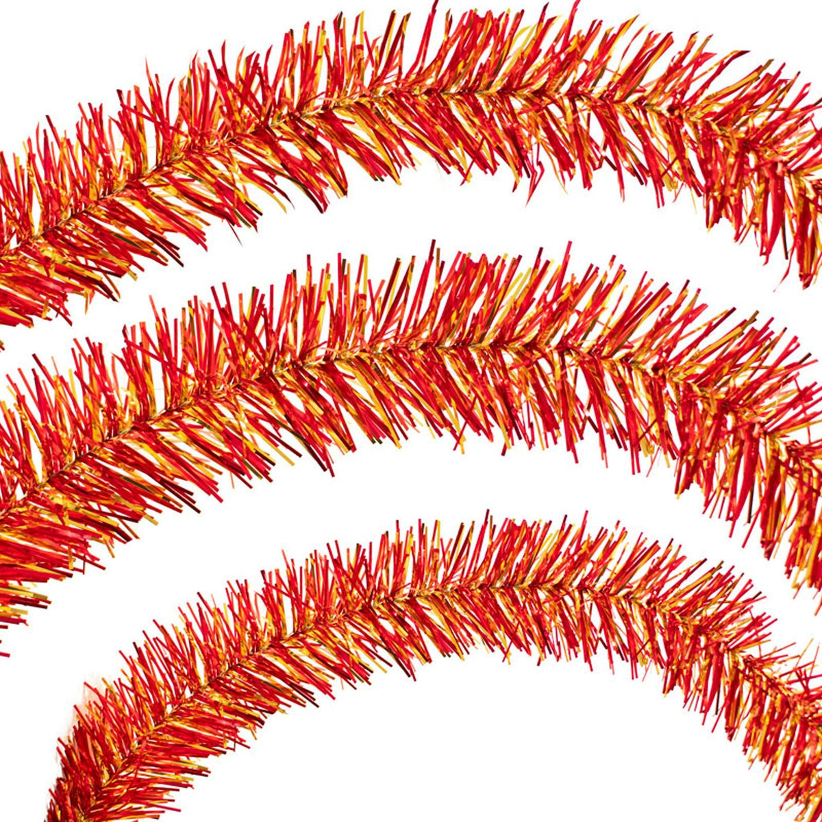 Lee Display's brand new 25ft Shiny Red and Gold Tinsel Garlands and Fringe Embellishments on sale now at leedisplay.com