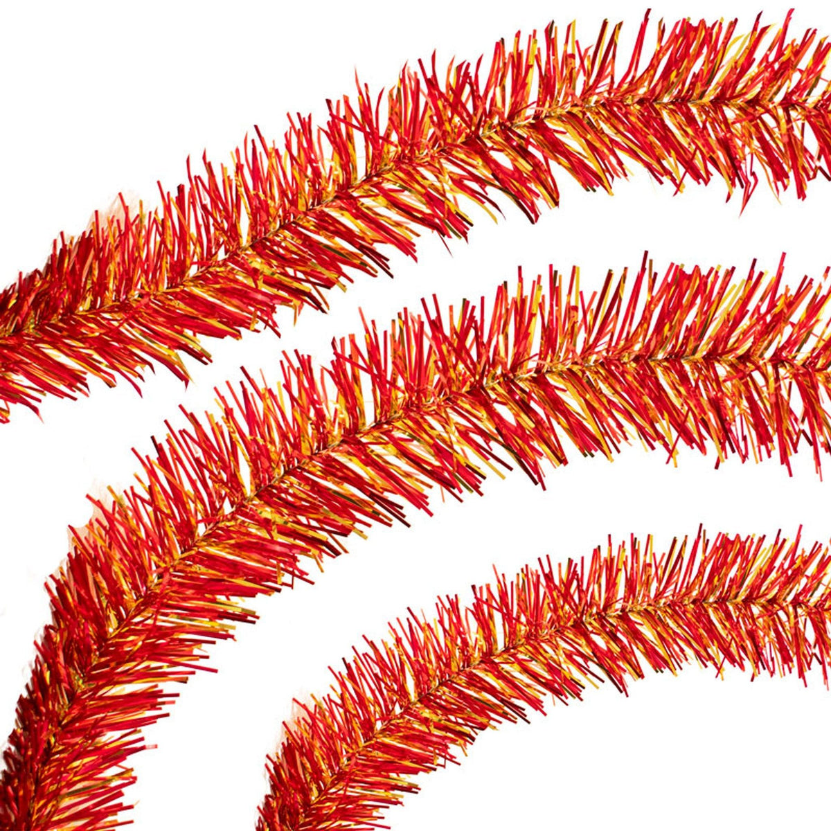 Lee Display's brand new 25ft Shiny Red and Gold Tinsel Garlands and Fringe Embellishments on sale now at leedisplay.com