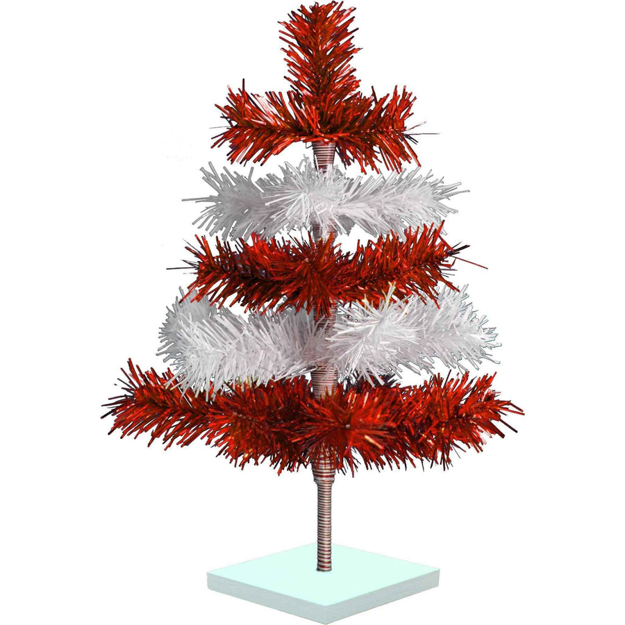 Red & White Candy Cane Layered Tinsel Christmas Tree - Lee Display