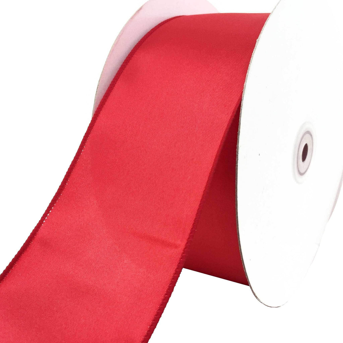 Lee Display's roll of Red Bengaline Christmas Ribbon with a Wired-Edge on sale at leedisplay.com
