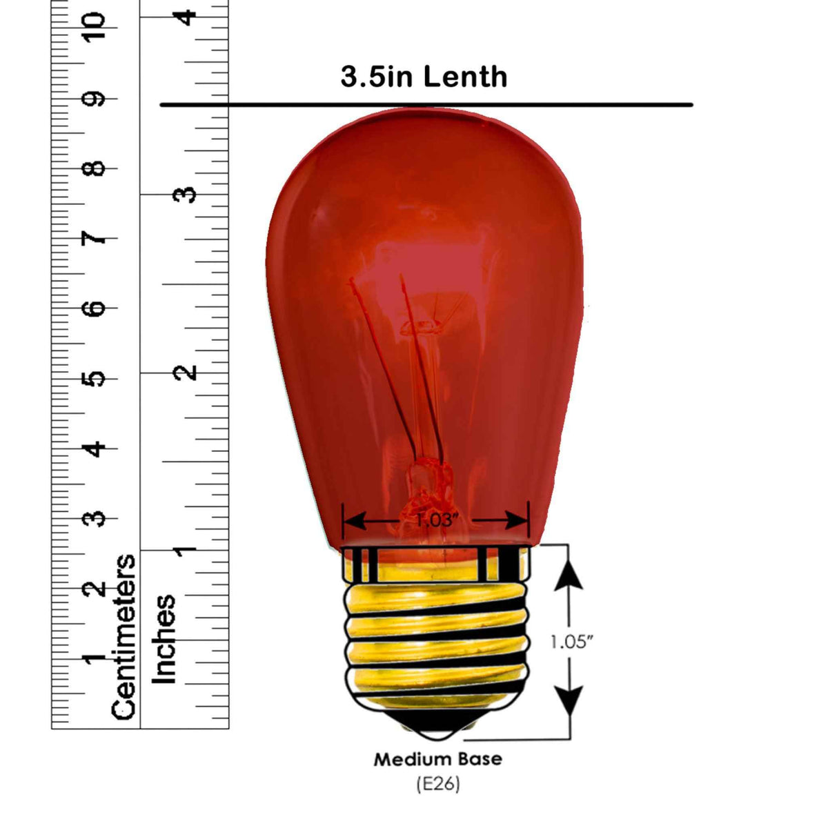 Red S14 Edison Light Bulbs - Lee Display