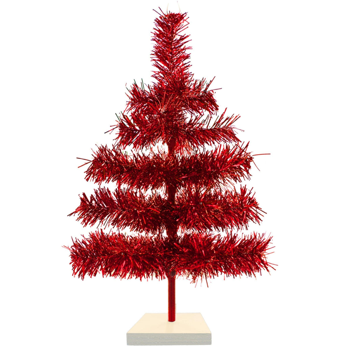 Small 18in tall Red Tinsel Christmas Trees on sale at leedisplay.com