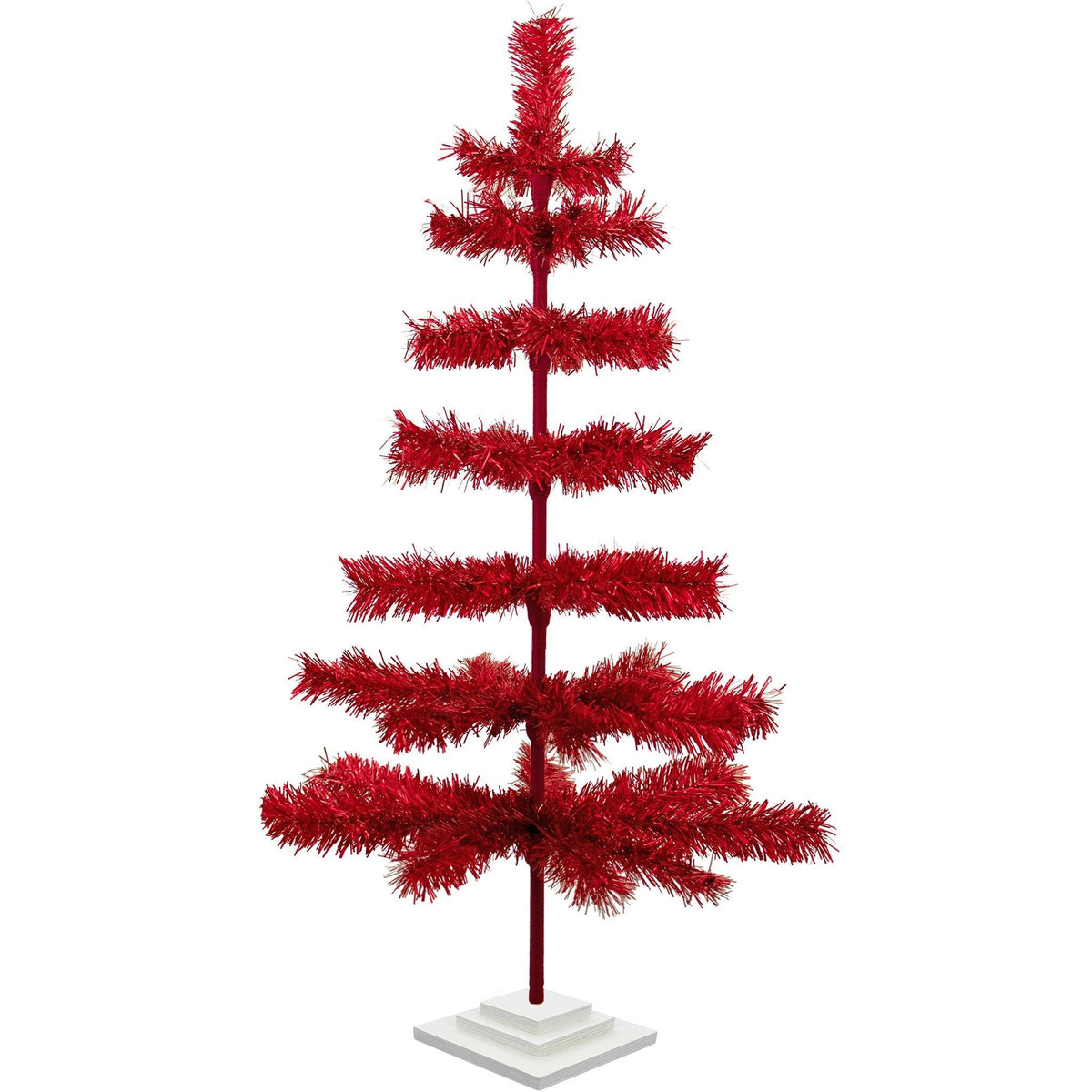 The 36 inch Tall Red Tinsel Christmas Tree from Lee Display. On sale now at leedisplay.com