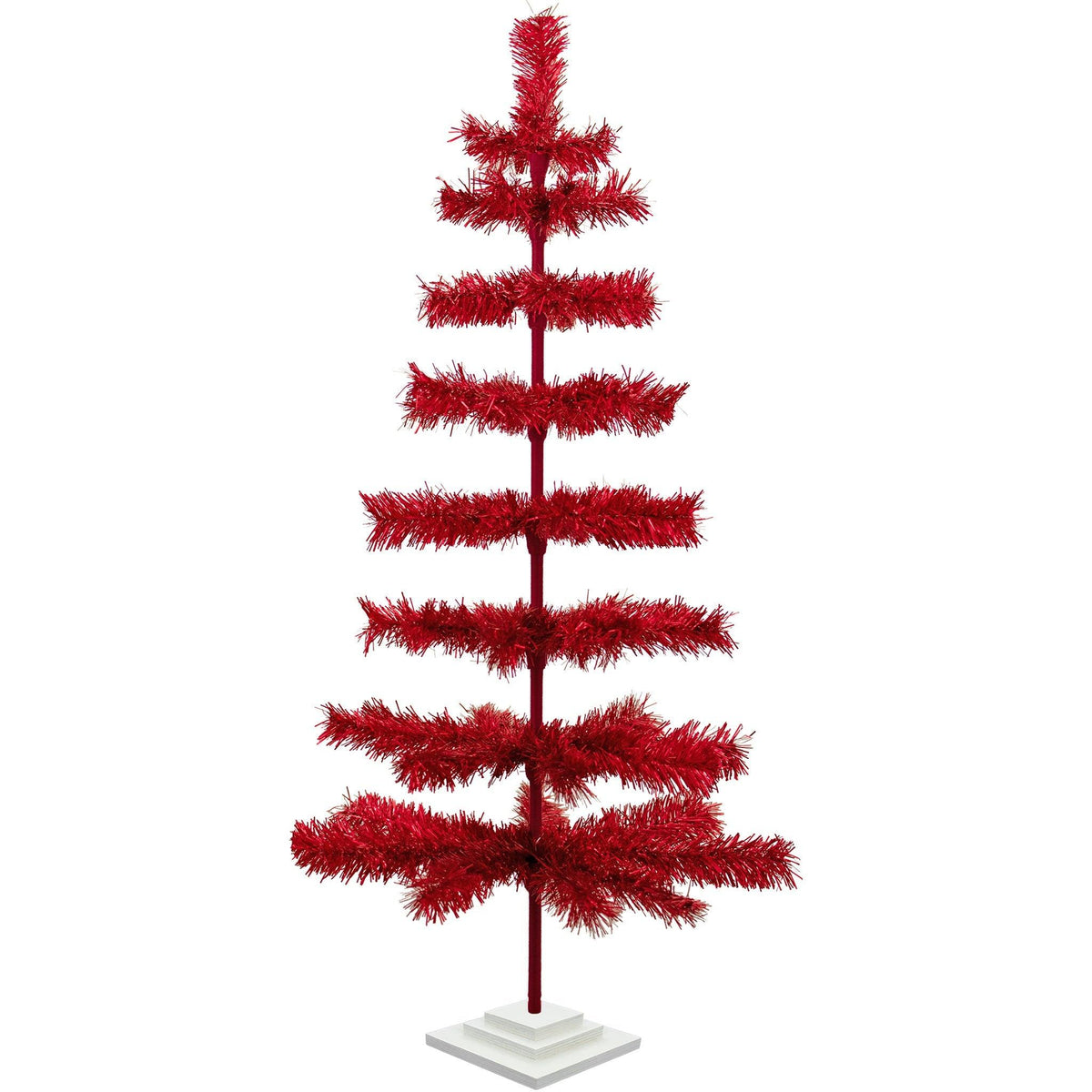 The 48 inch Tall Red Tinsel Christmas Tree from Lee Display. On sale now at leedisplay.com